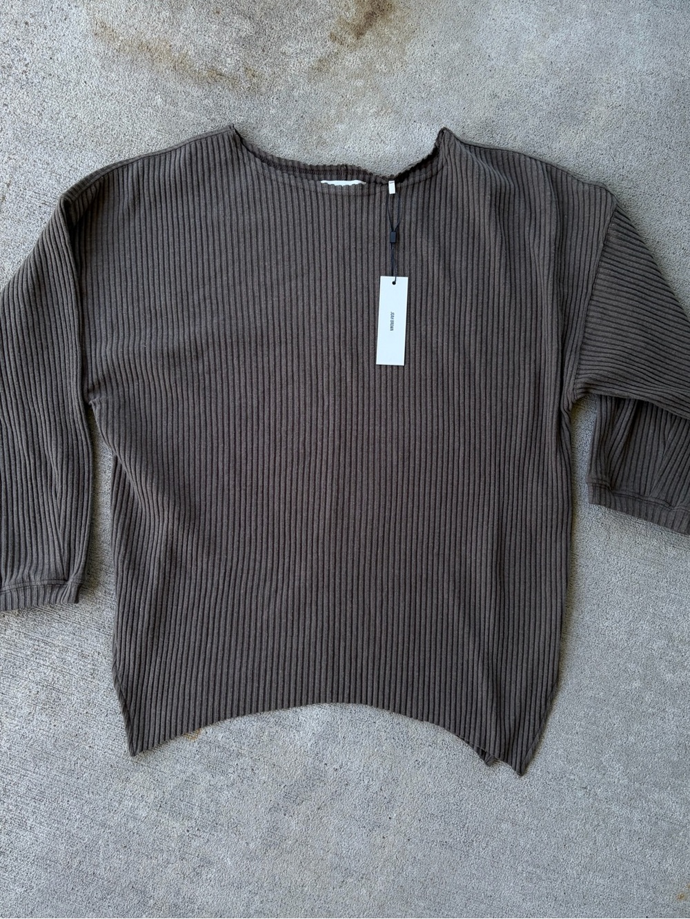 Joah Brown off shoulder tunic rib knit army luxe knit top long sleeve shirt NWT - Picture 8 of 9